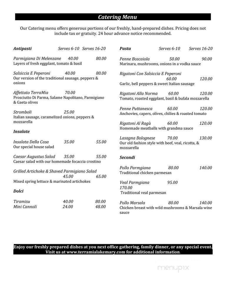 Terra Mia - Lake Mary, FL menu_pic