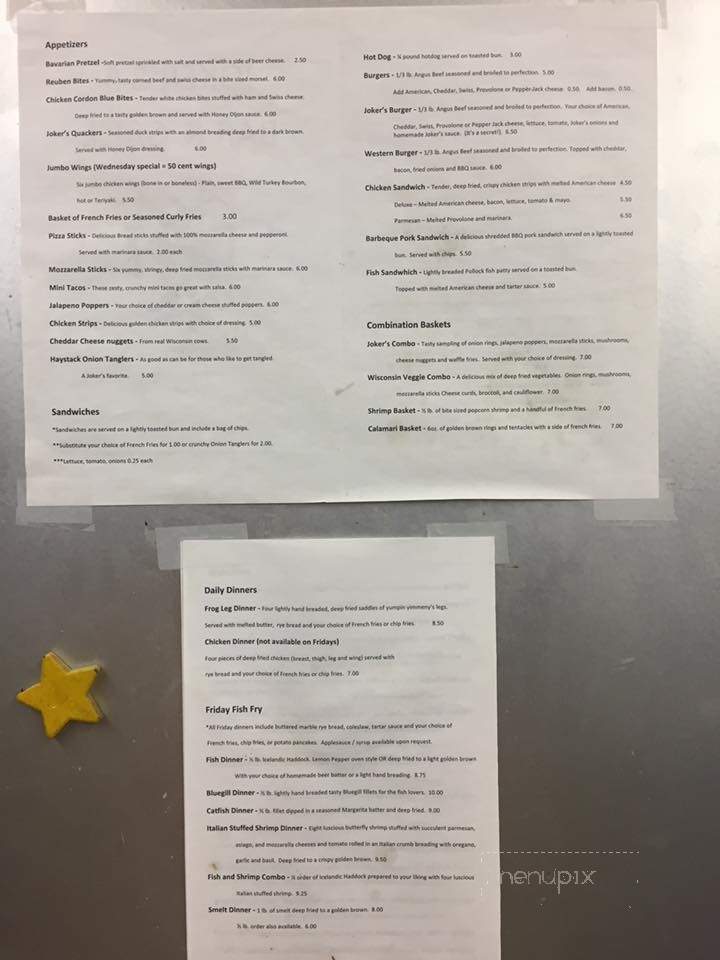 Jokers Five - West Bend, WI menu_pic
