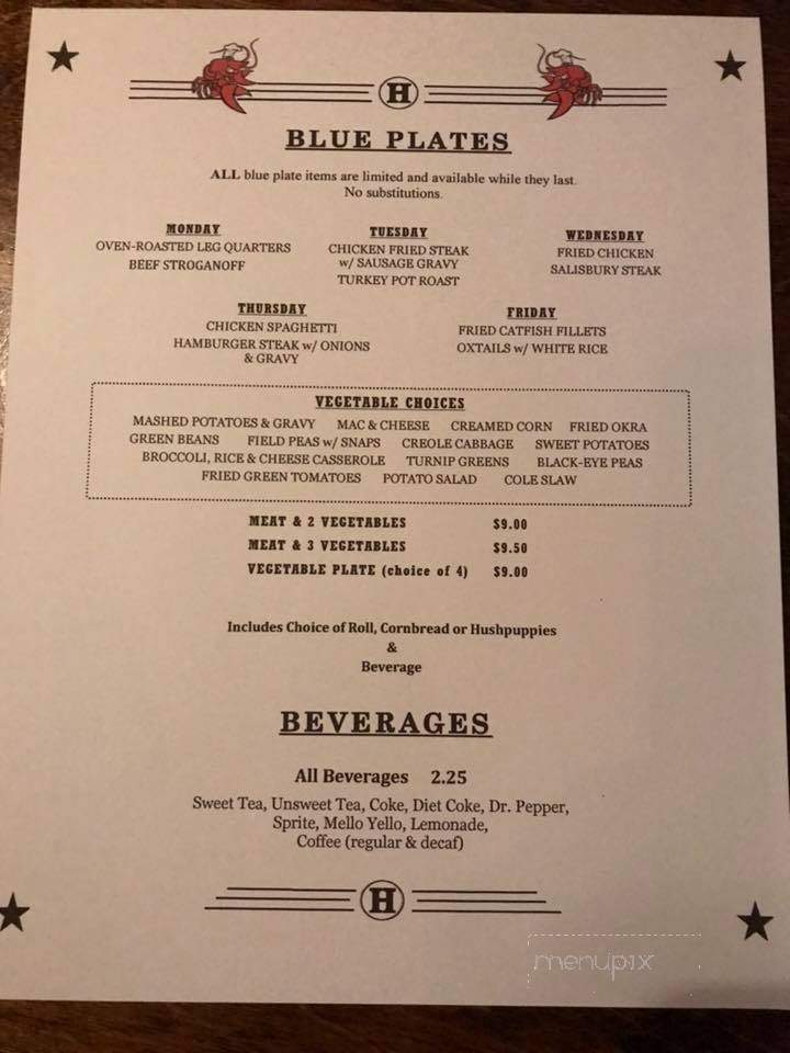 Huck's Place - Columbus, MS menu_pic