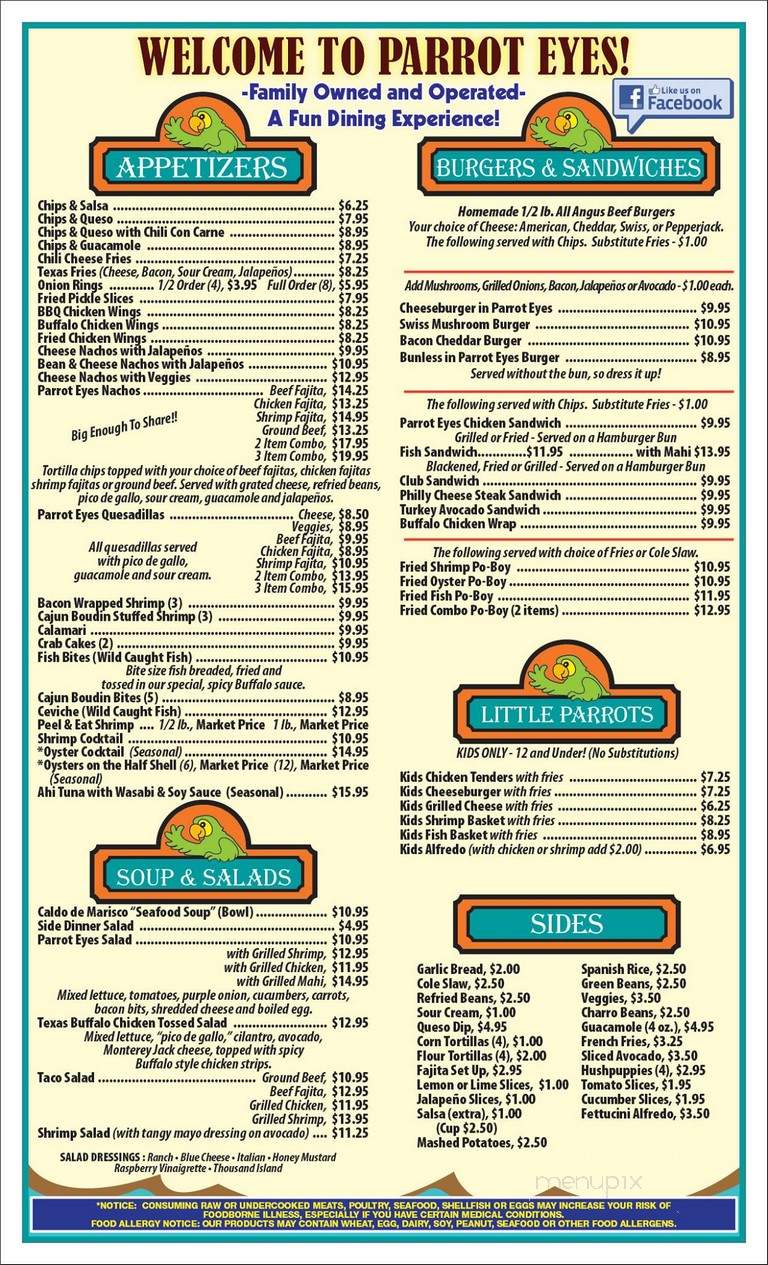 Parrot Eyes - South Padre Island, TX menu_pic