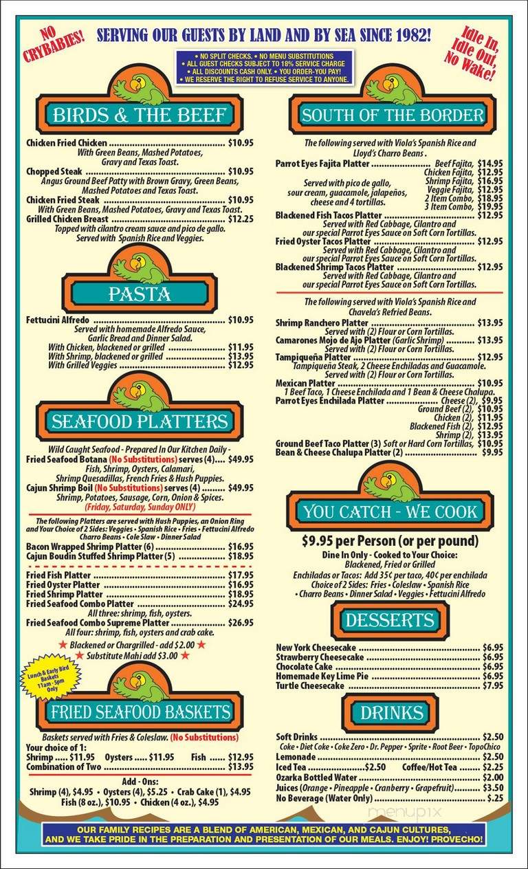 Parrot Eyes - South Padre Island, TX menu_pic