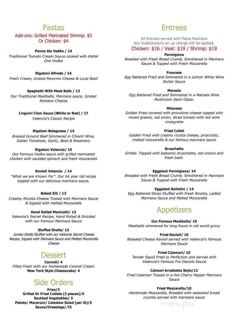 Valencia Delicatessen - Lynbrook, NY menu_pic