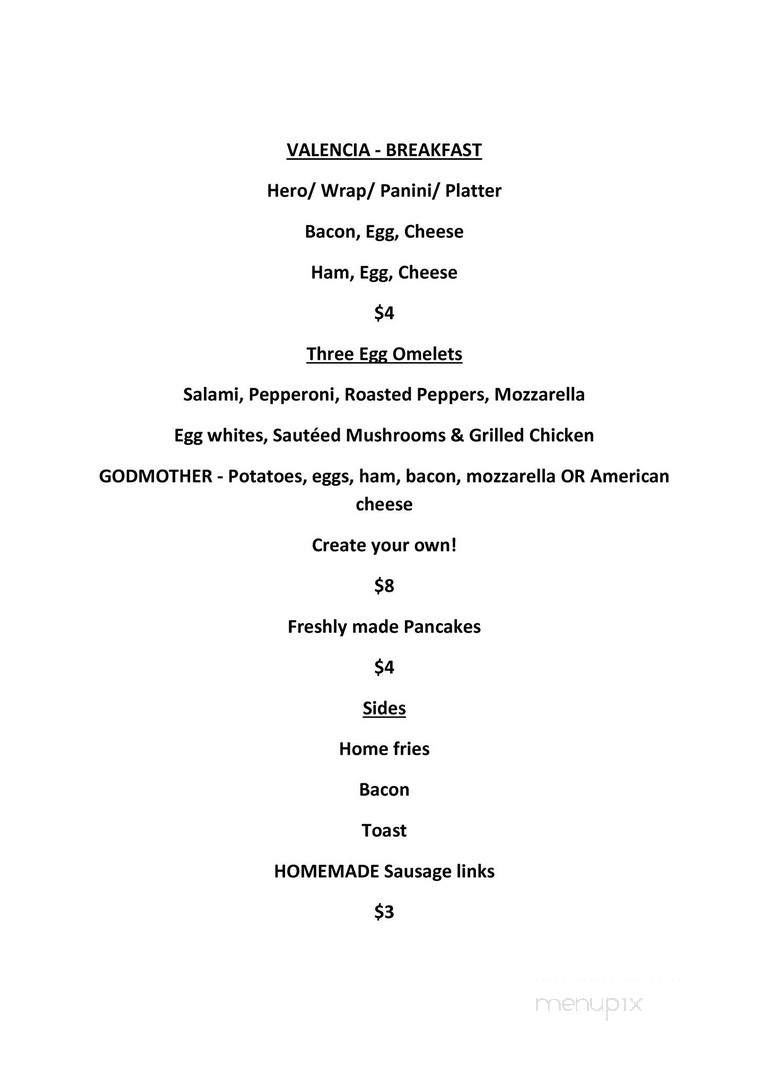 Valencia Delicatessen - Lynbrook, NY menu_pic