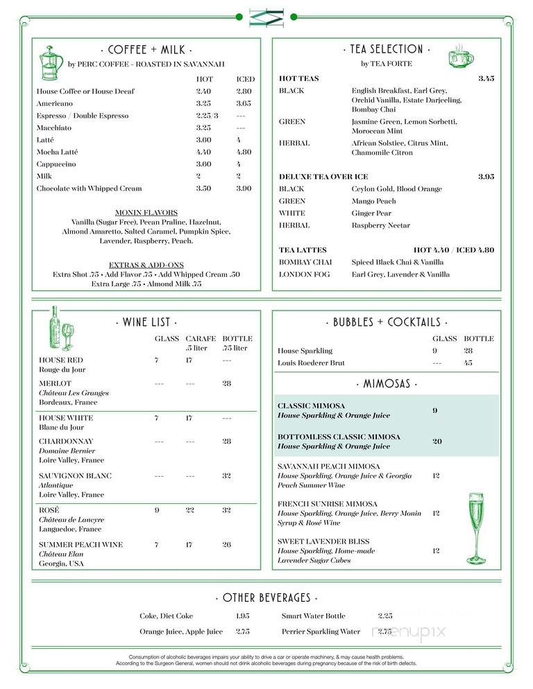 Cafe M - Savannah, GA menu_pic