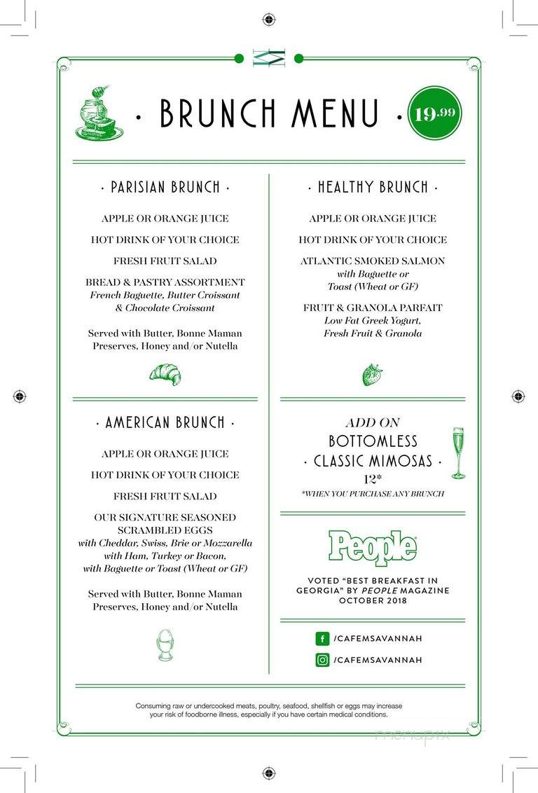 Cafe M - Savannah, GA menu_pic