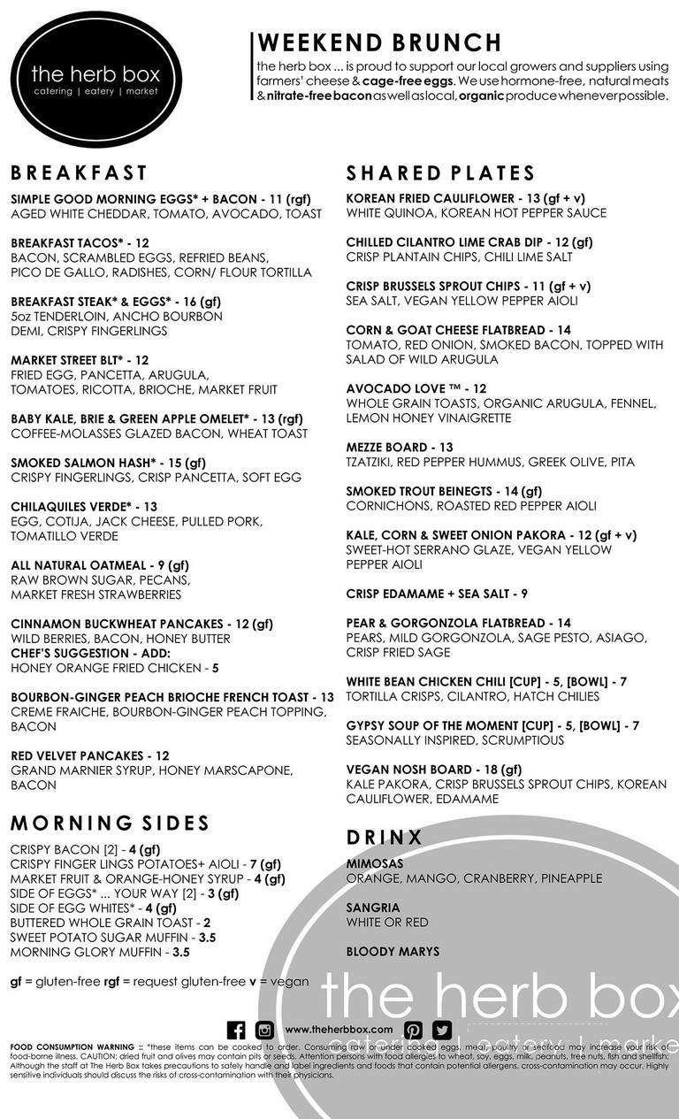 Herb Box - Scottsdale, AZ menu_pic