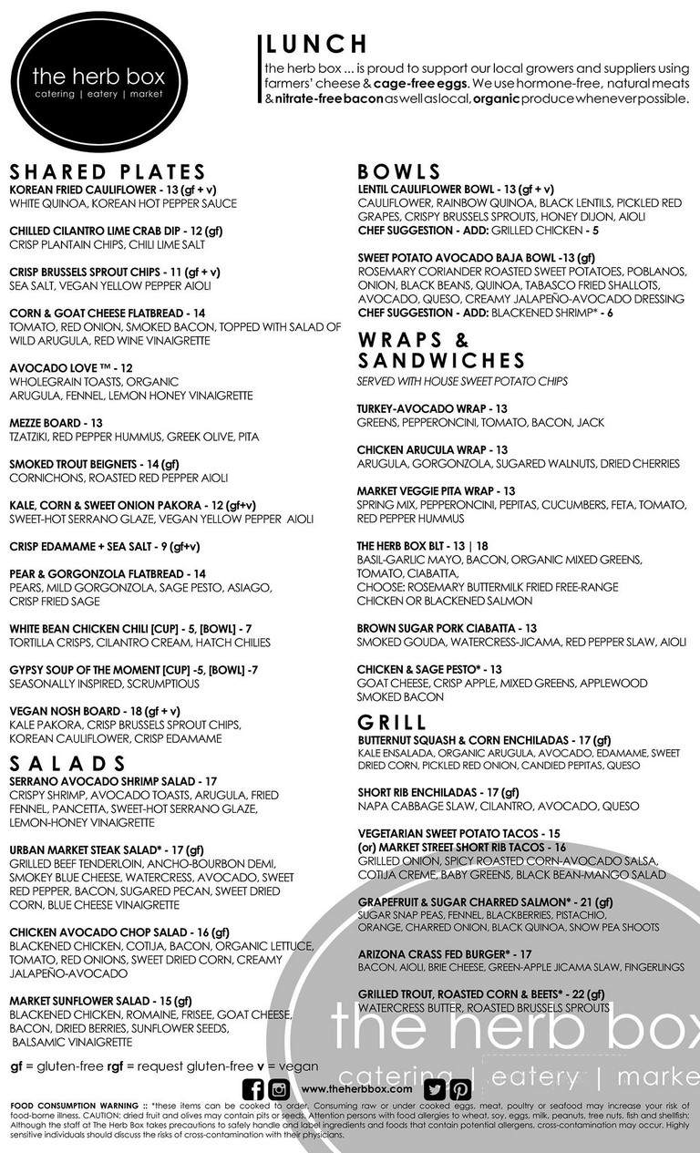 Herb Box - Scottsdale, AZ menu_pic