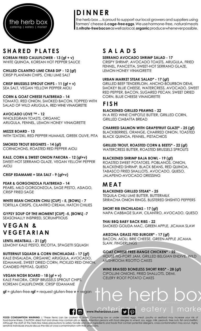 Herb Box - Scottsdale, AZ menu_pic