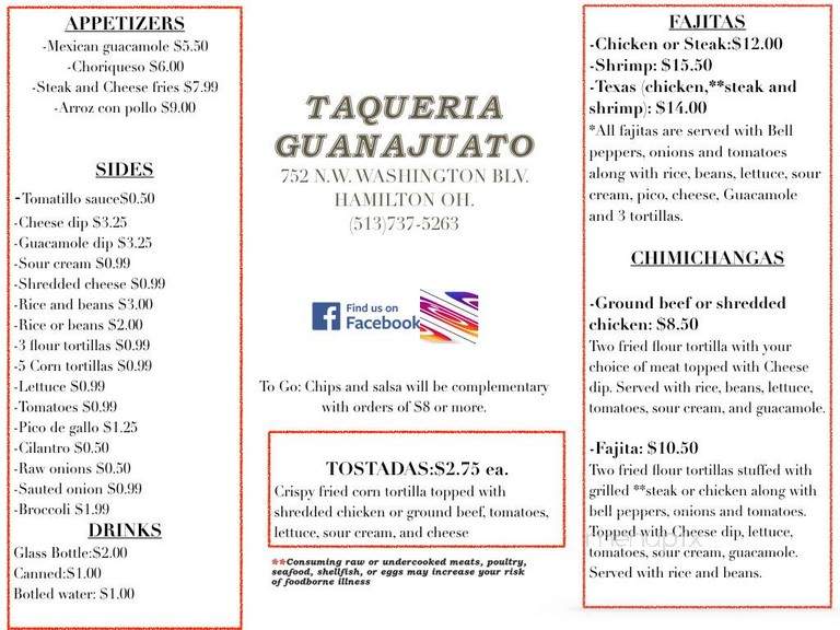 Taqueria Guanajuato - Healdsburg, CA menu_pic