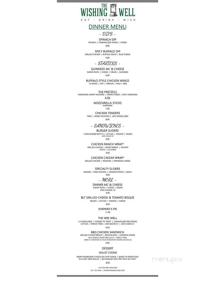 The Wishing Well Irish Pub - Boca Raton, FL menu_pic