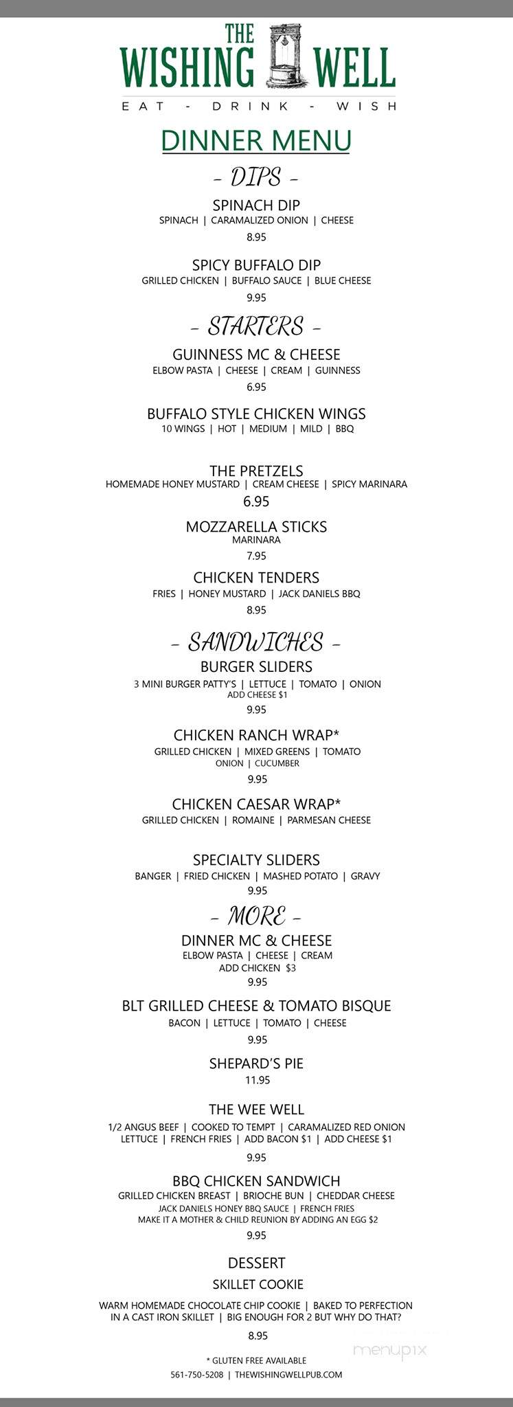 The Wishing Well Irish Pub - Boca Raton, FL menu_pic