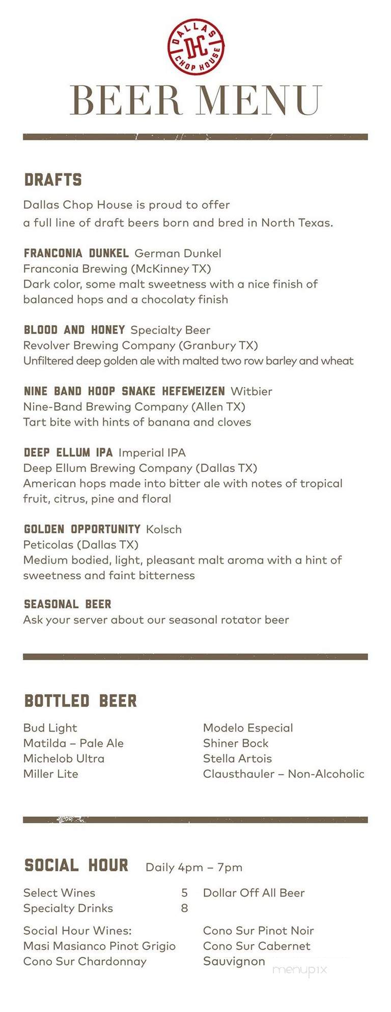 Dallas Chop House - Dallas, TX menu_pic