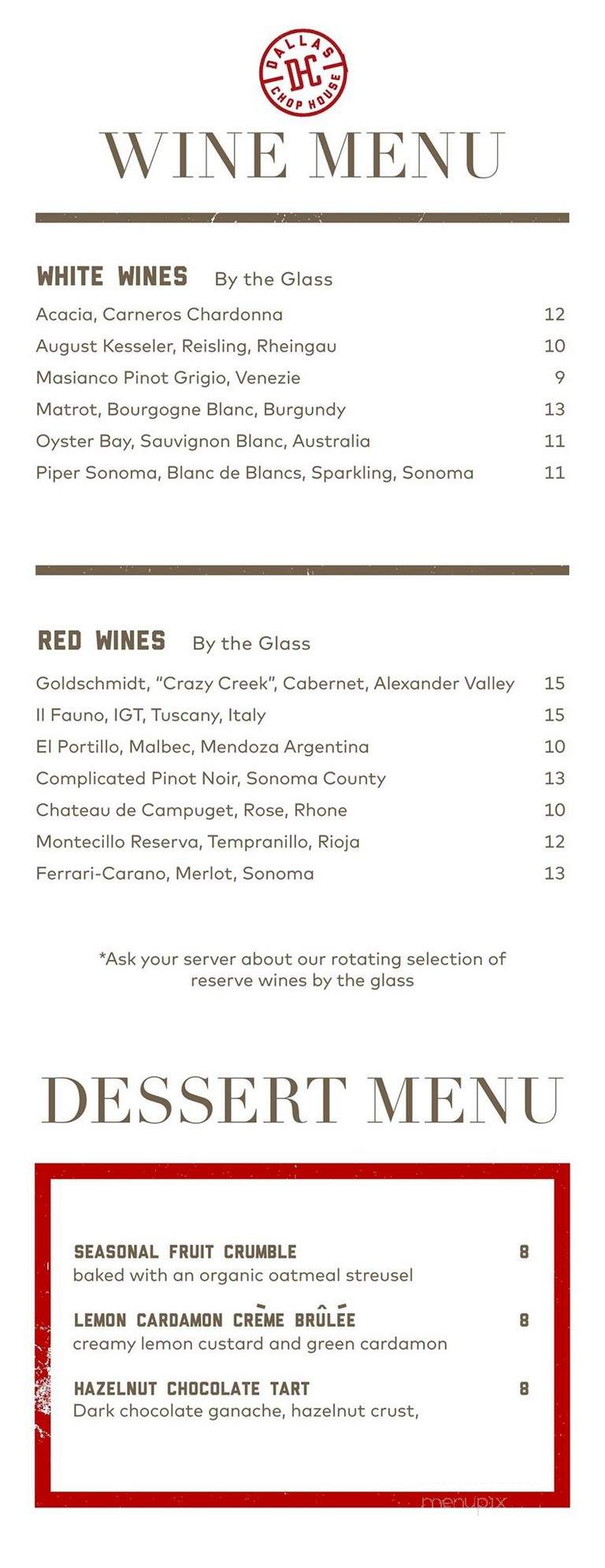 Dallas Chop House - Dallas, TX menu_pic