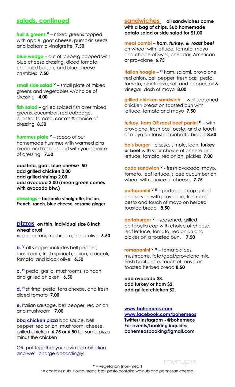 Bohemeo's - Houston, TX menu_pic