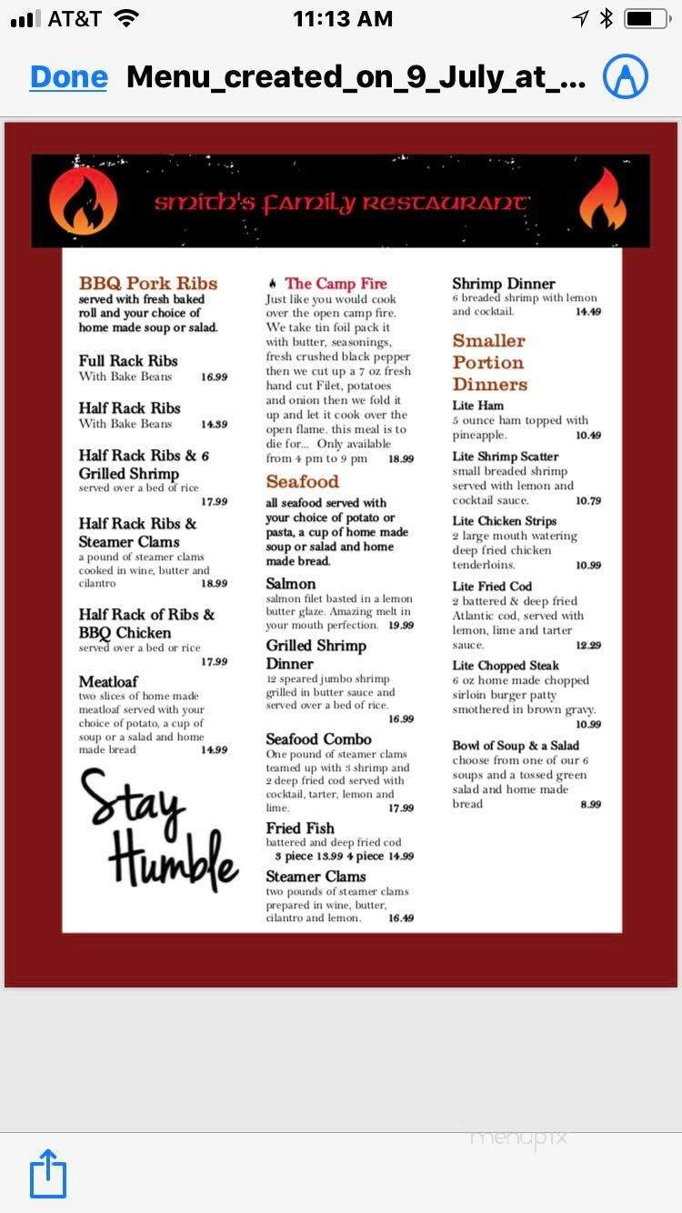 Smith's Family Restaurant - Greenwood, DE menu_pic