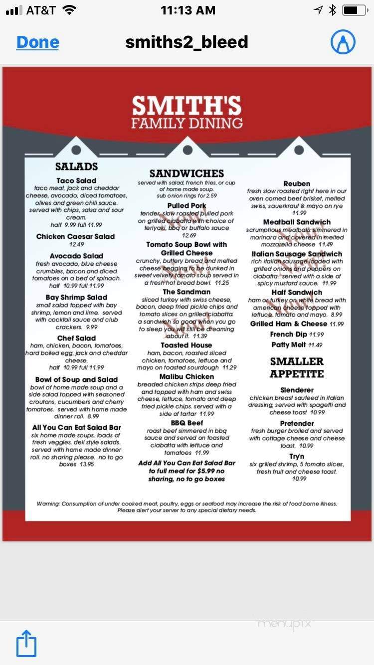 Smith's Family Restaurant - Greenwood, DE menu_pic