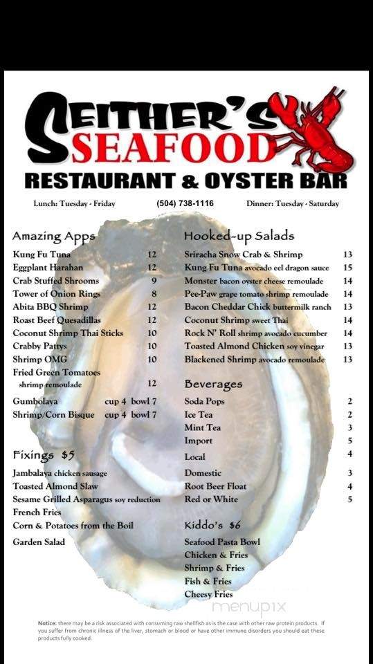 Seither's seafood - New Orleans, LA menu_pic