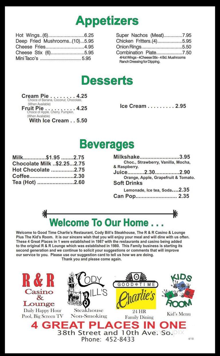 R & R Lounge - Great Falls, MT menu_pic