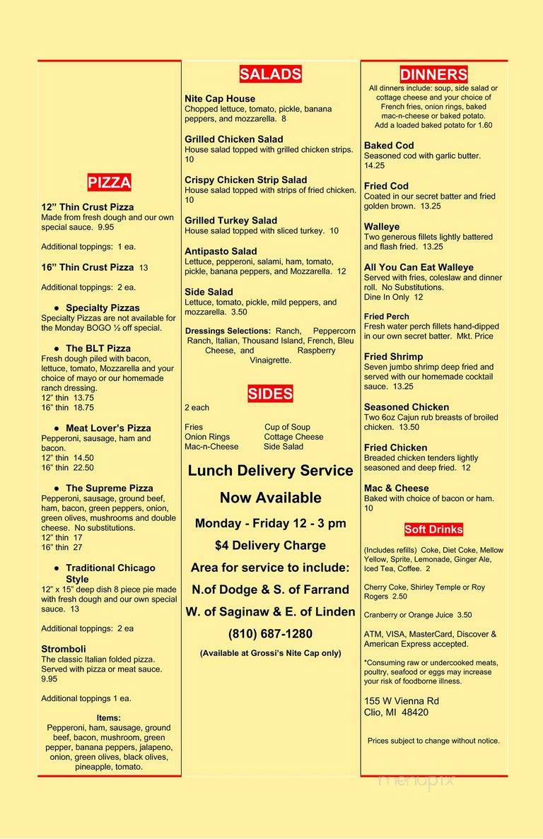 Nite-cap Tavern - Clio, MI menu_pic