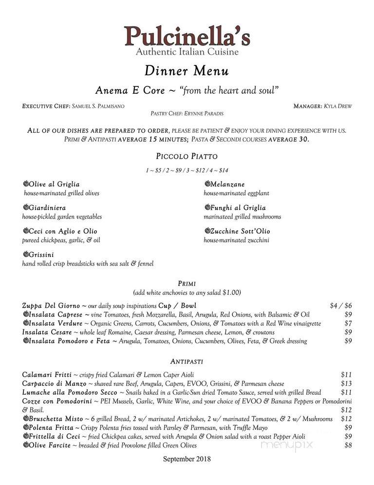 Pulcinella's - South Burlington, VT menu_pic
