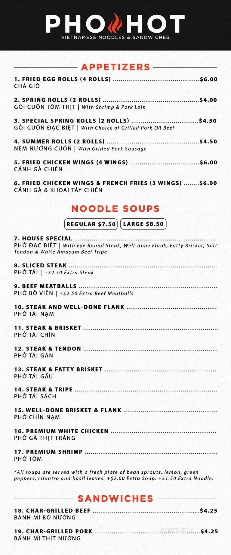 Pho Hut - Glendale, CA menu_pic