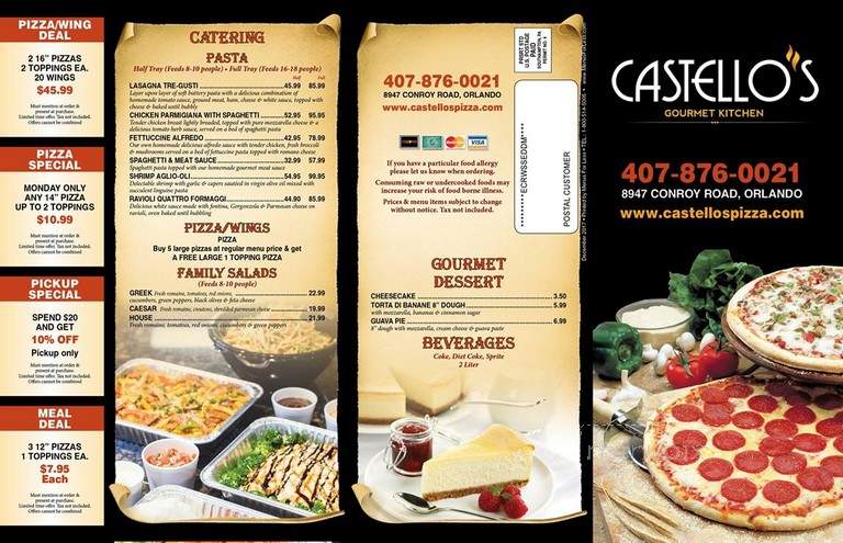 Castello's Gourmet Fire Oven Pizza - Orlando, FL menu_pic
