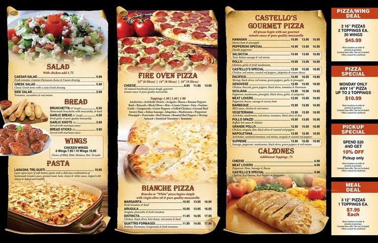 Castello's Gourmet Fire Oven Pizza - Orlando, FL menu_pic