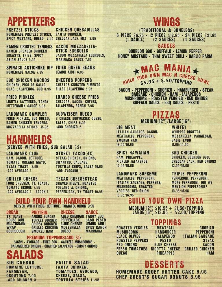 Landmark Restarant - Dallas, TX menu_pic