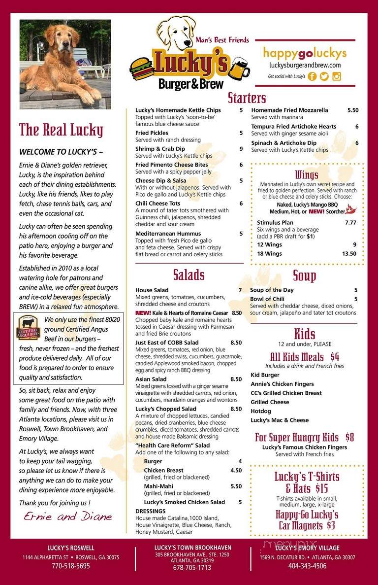 Lucky's Burger & Brew - Roswell, GA menu_pic