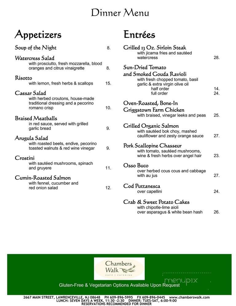 Chambers Walk Cafe & Catering - Lawrenceville, NJ menu_pic