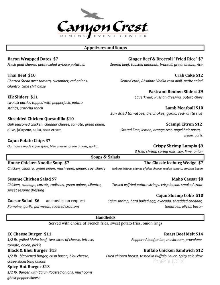 Canyon Crest - Twin Falls, ID menu_pic