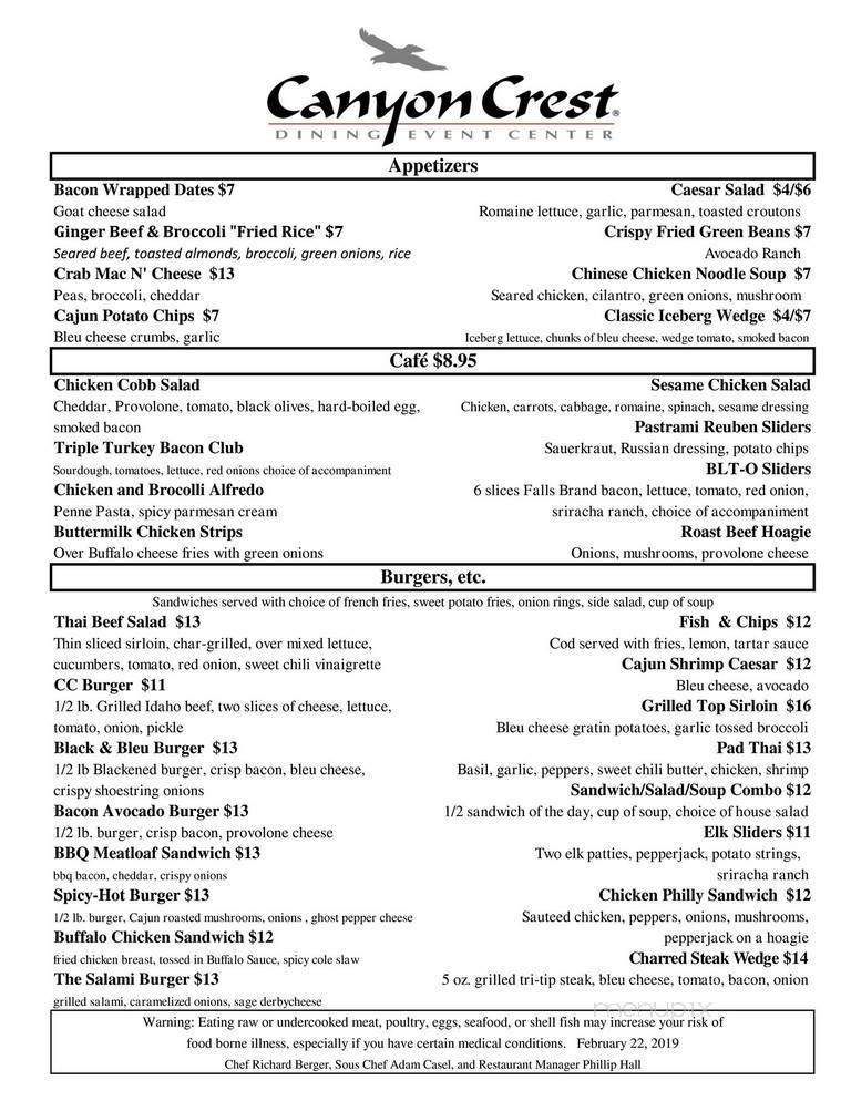 Canyon Crest - Twin Falls, ID menu_pic