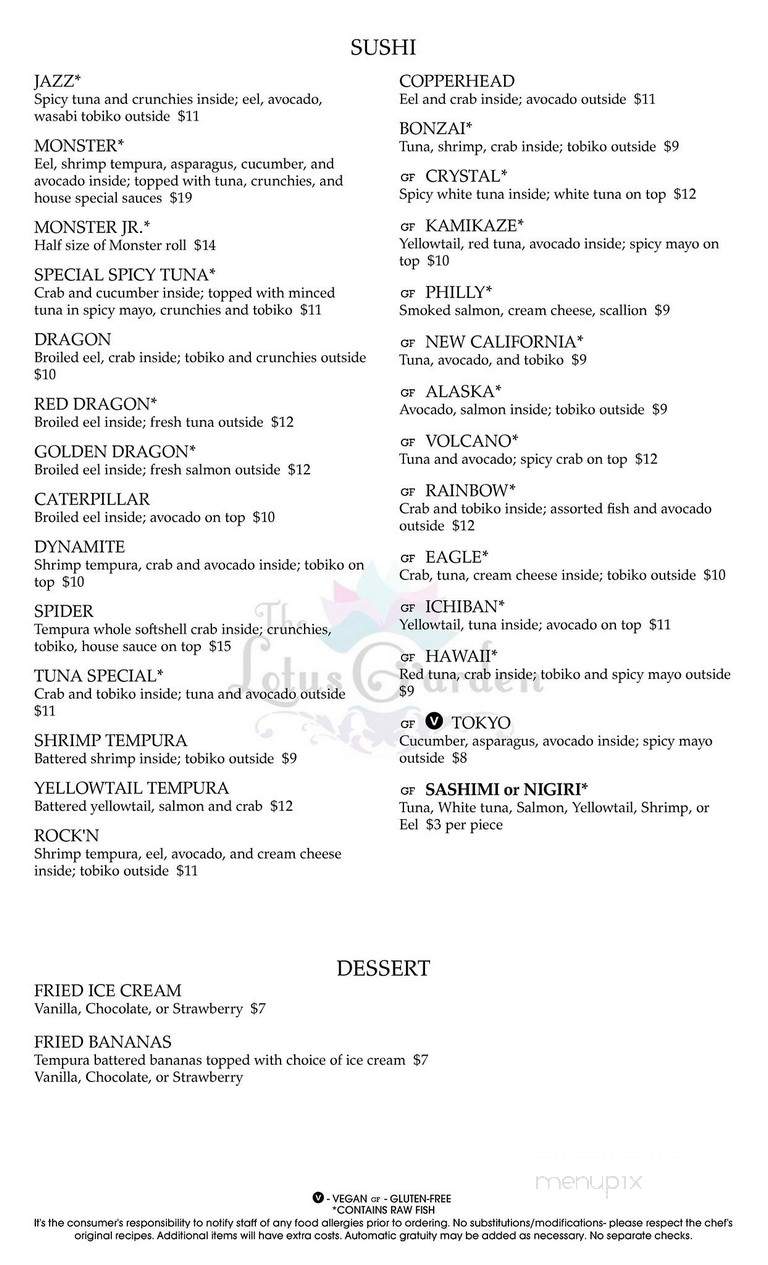 Menu of The Lotus Garden in Utica, NY 13501