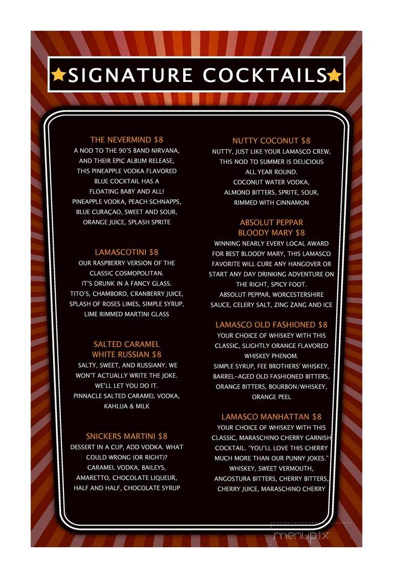 Lamasco Bar - Evansville, IN menu_pic