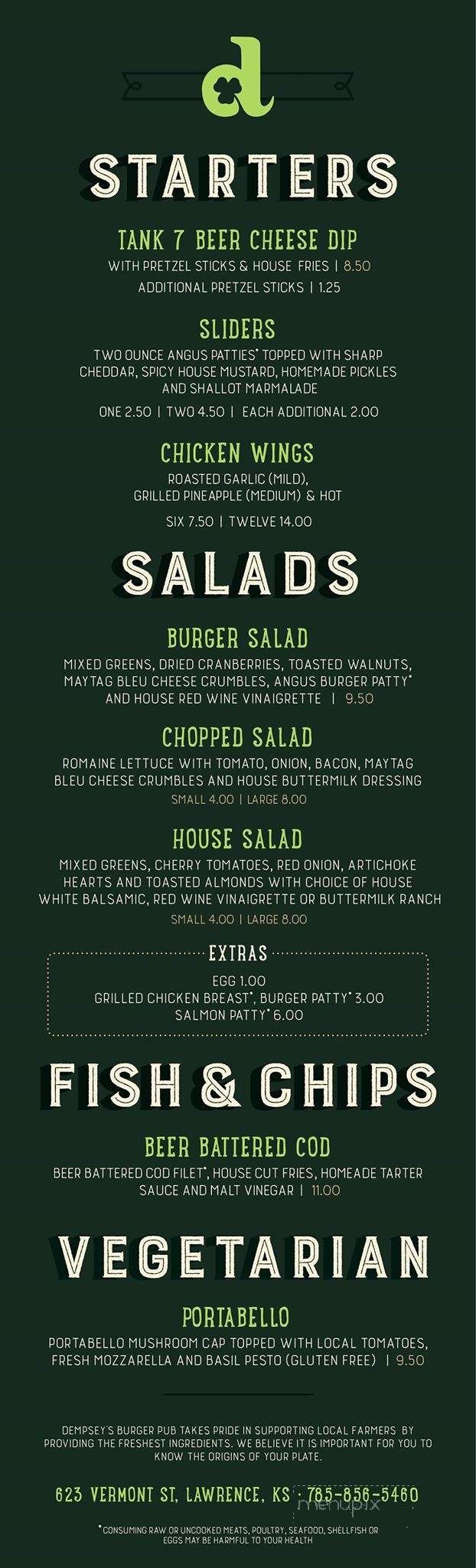 Dempsey's Burger pub - Lawrence, KS menu_pic
