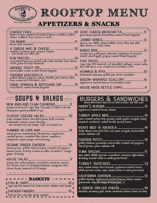 Harry's Ocean Bar & Grille - Cape May, NJ menu_pic