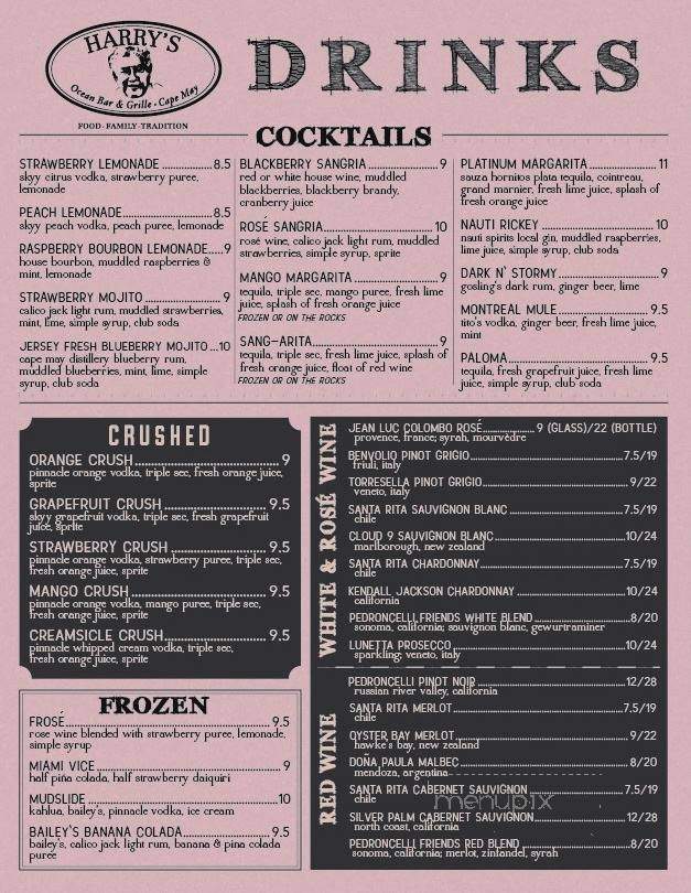 Harry's Ocean Bar & Grille - Cape May, NJ menu_pic