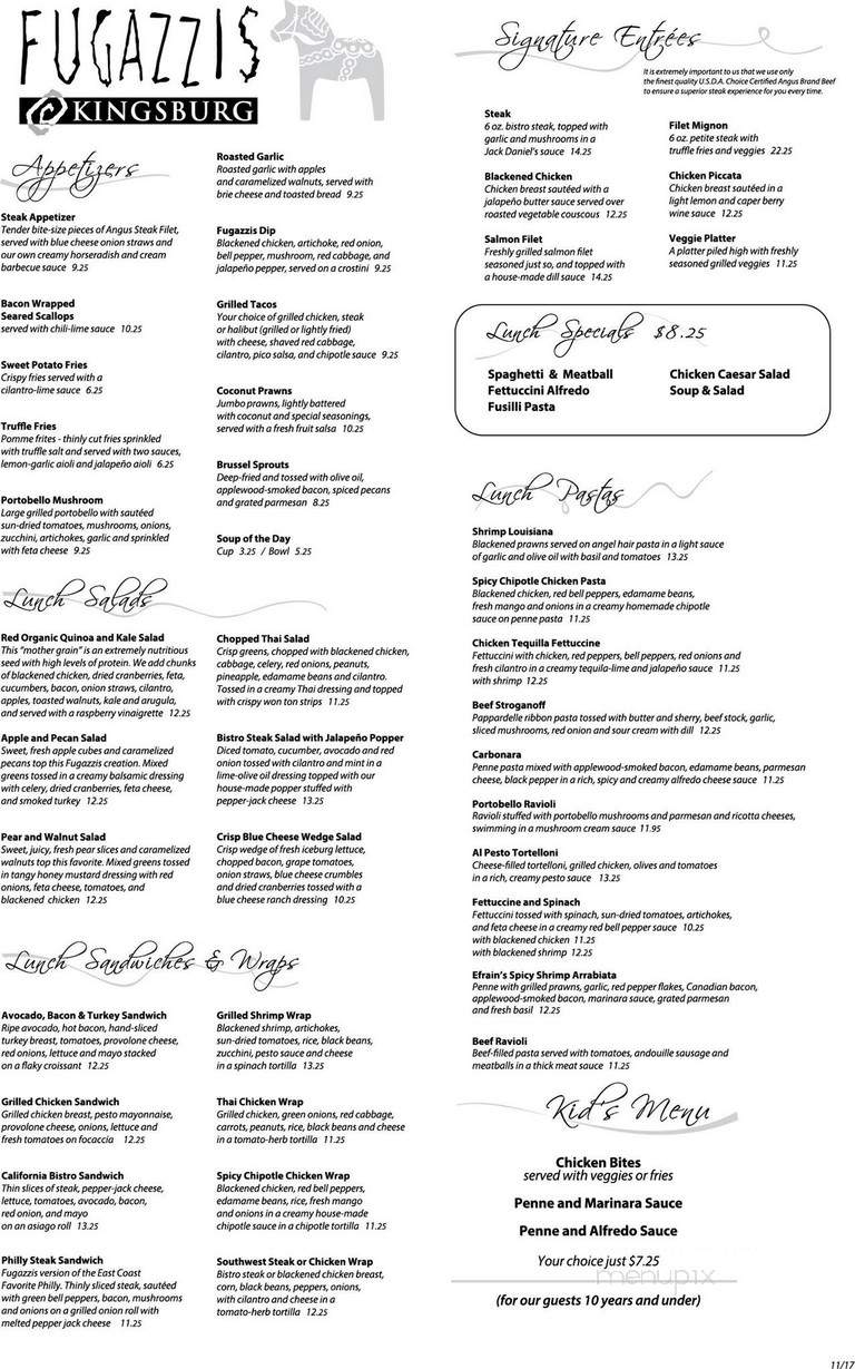 Fugazzis Bistro - Visalia, CA menu_pic