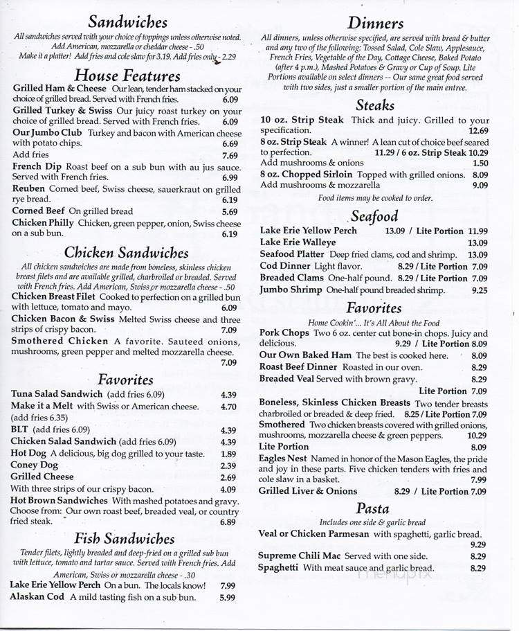 Gander's Family Restaurant - Luna Pier, MI menu_pic