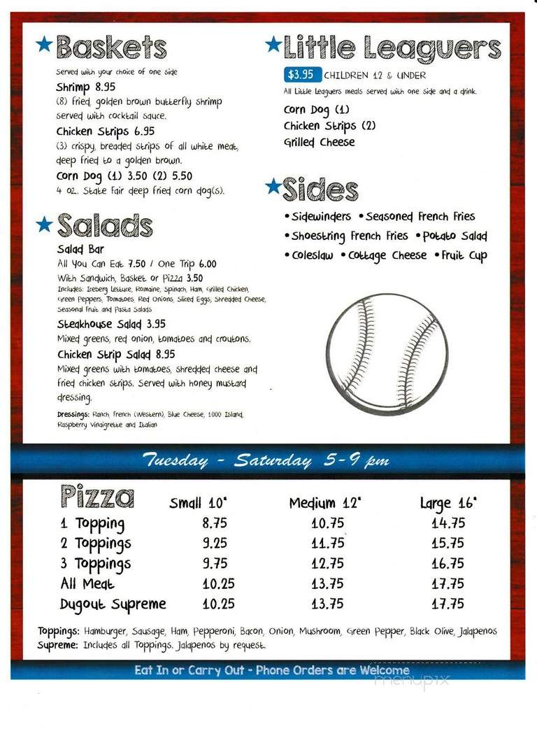 Dugout Lounge - Monroe City, MO menu_pic