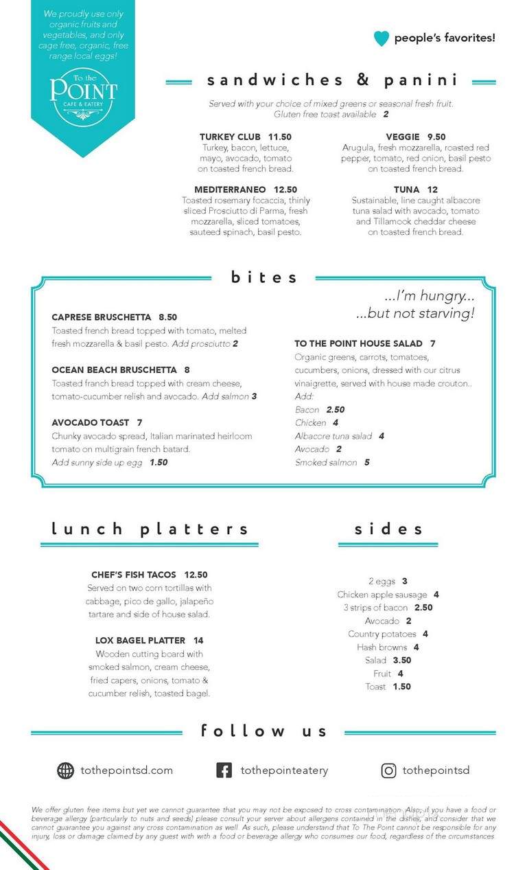 To the Point Cafe - San Diego, CA menu_pic