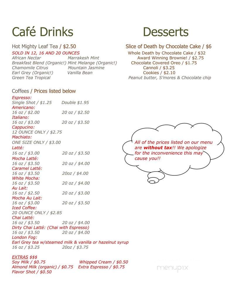 Sam's Pizzeria and Cafe - Northampton, MA menu_pic
