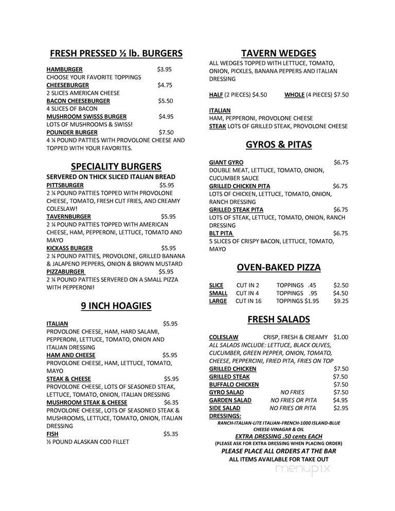 Just A Tavern - Belle Vernon, PA menu_pic