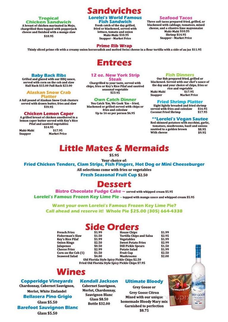 Lorelei Restaurant & Cabana - Islamorada, FL menu_pic