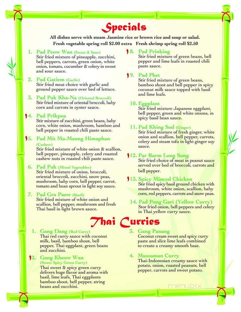 Sak's Thai Cuisine - Fairport, NY menu_pic