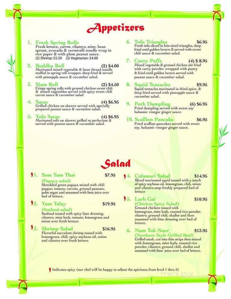 Sak's Thai Cuisine - Fairport, NY menu_pic