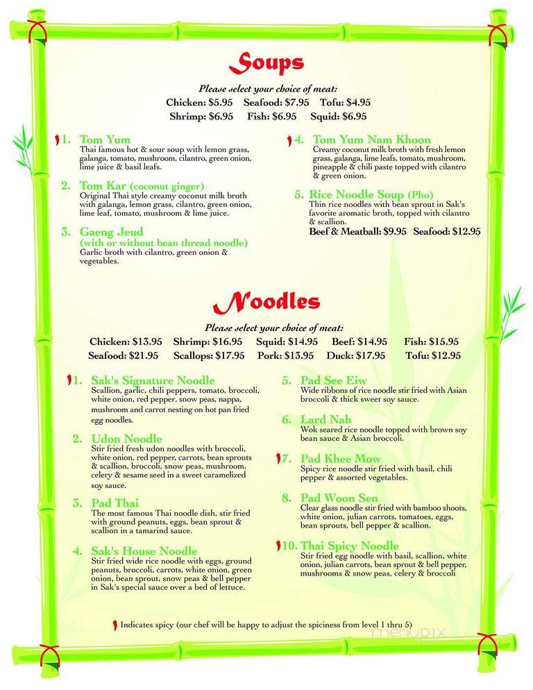 Sak's Thai Cuisine - Fairport, NY menu_pic