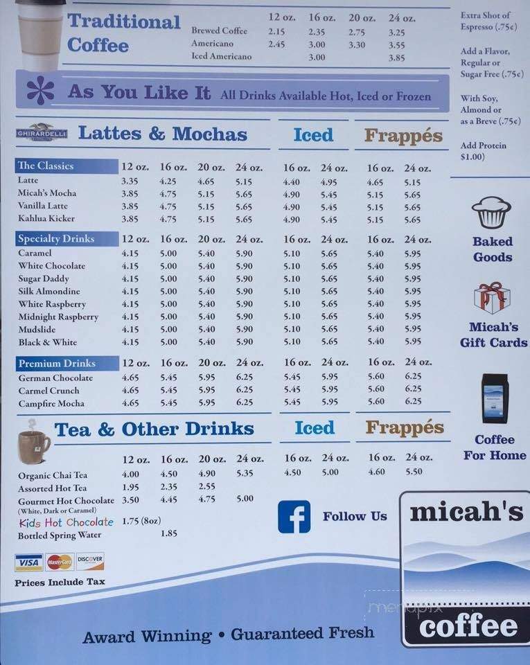 Micah's Coffee - Waynesboro, VA menu_pic