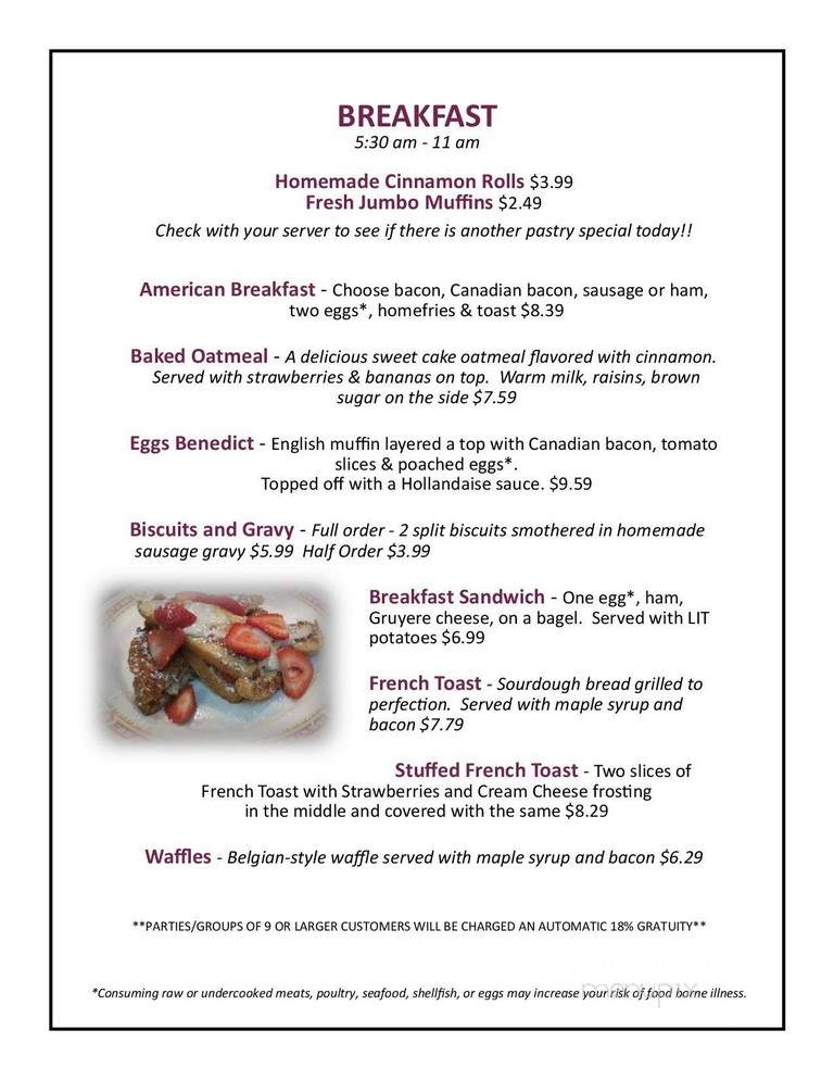 Lost in Time Inc. - Fairbury, IL menu_pic