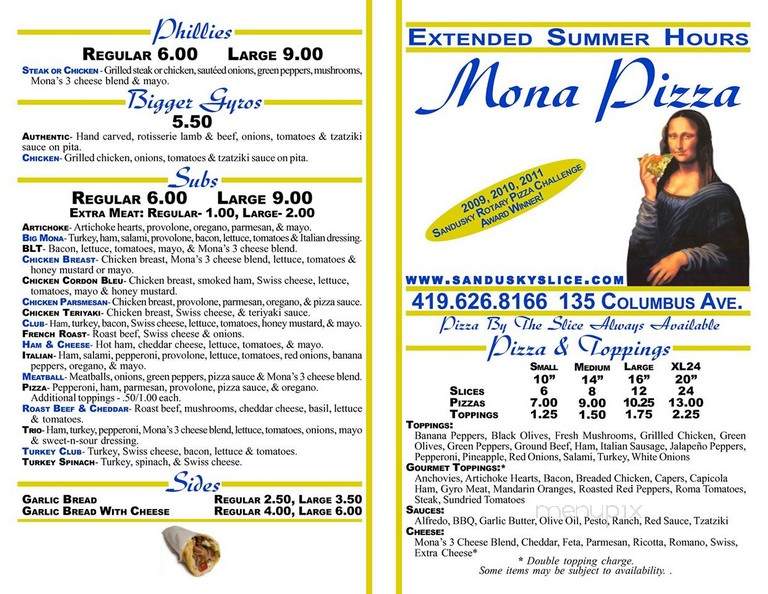 Mona Pizza Gourmet - Sandusky, OH menu_pic
